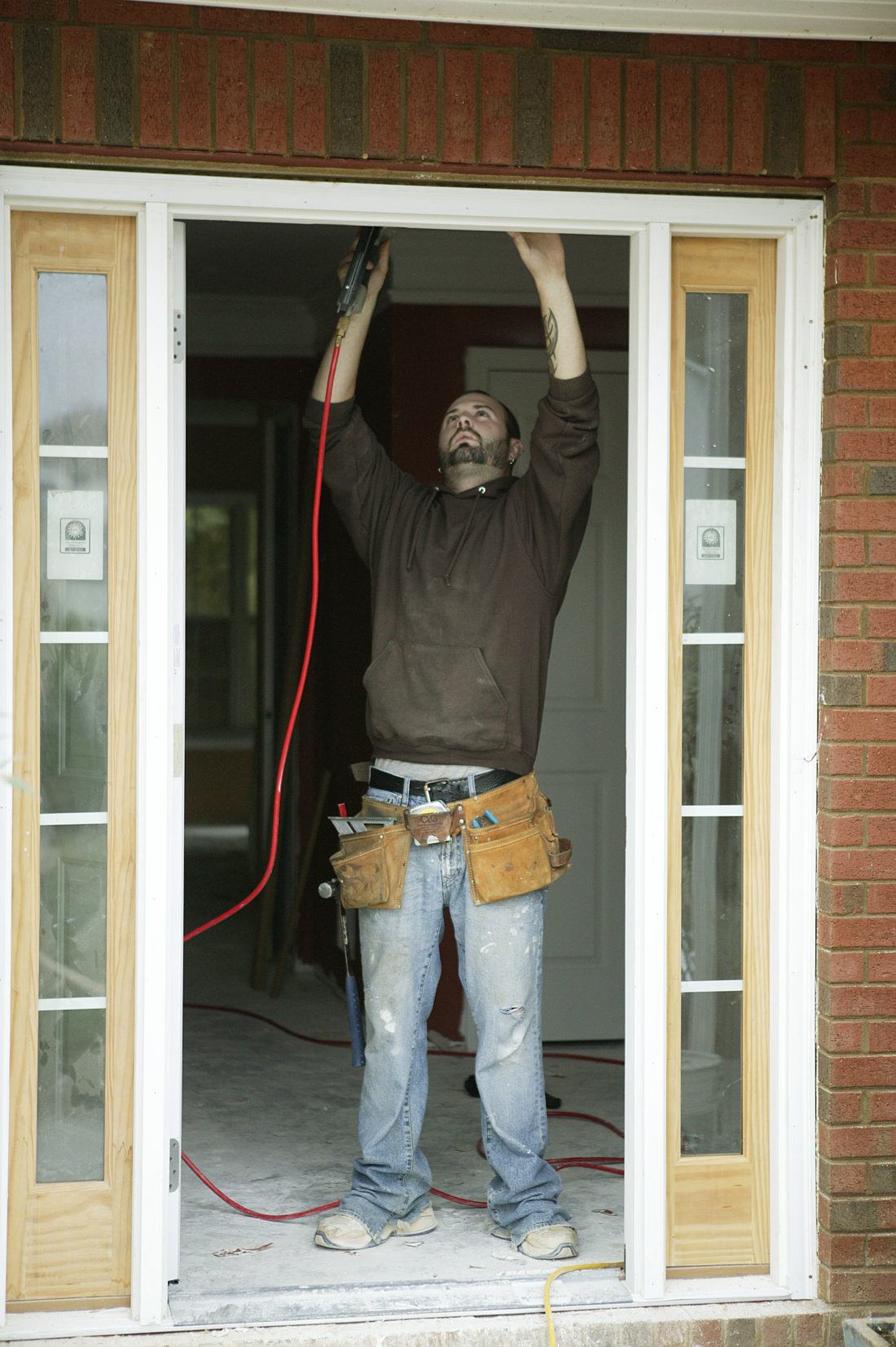 Austell, Georgia, November 2, 2009: A contractor making repairs to a home flooded during the severe storms and flooding in September 2009. David Fine/FEMA